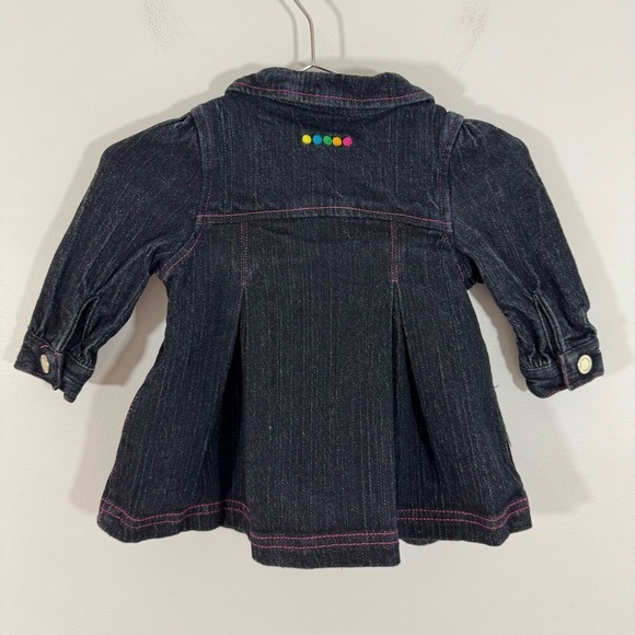 Coogi Baby Denim Dress Sz 6-9 Mos Dark Wash Snap Front Jacket Colourful Cute EUC - Picture 6 of 10